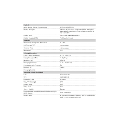 6ES7148-4EB00-0AA0 Pneumatische interface 16 DO voor industriële automatisering en 100% origineel