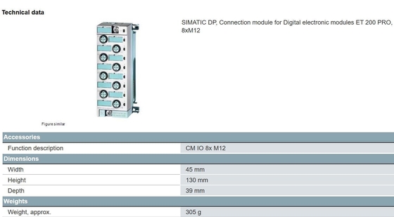 SIEMENS SIMATIC ET 200pro CM IO 8x M12 met SF LED Betalingstermijn T/T 6ES71944CB000AA0