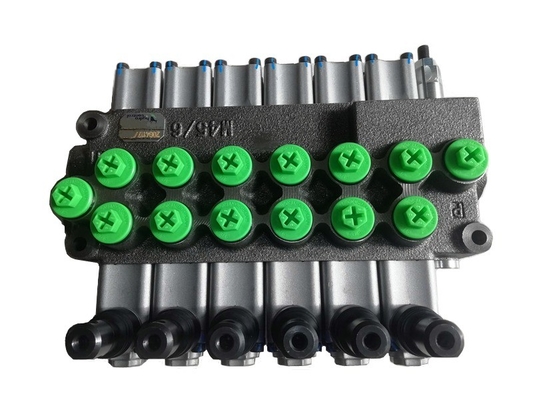 M45/6 Monoblok-hydraulische regelklep voor mobiele hydraulica 6 spoelen richtingsklep
