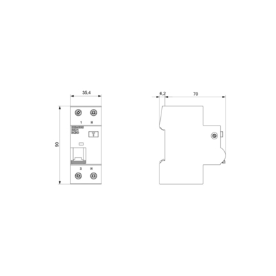 Siemens laagspanningsdistributiecircuitbreaker FI/LS AC 30MA 1 N-P C6 4.5KA5SU1353-1KK06