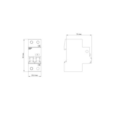 Siemens laagspanningsstroomdistributie LS/DI Schakelaar 5SU9356-1KK16 RCBO AC 30MA 1 N C16 6KA