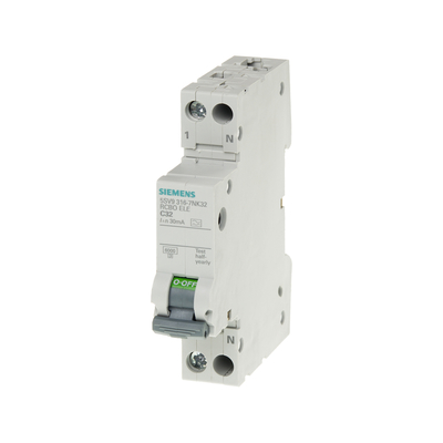 Compacte reststroombeschermingscircuitbreaker 1P N type AC 30 mA 5SV9313-1CN25 voor Siemens