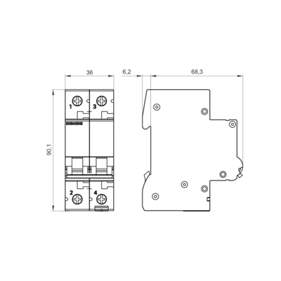 100% strikt getest 5SL6210-7CC 2-polige miniatuur schakelaar voor Siemens 400V 6kA