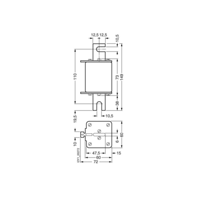 3NE3338-8 SITOR veiligheidsschakel met gesloten mescontacten NH2 In 800 A a R Un AC 800 V Front indicator 3NE33388