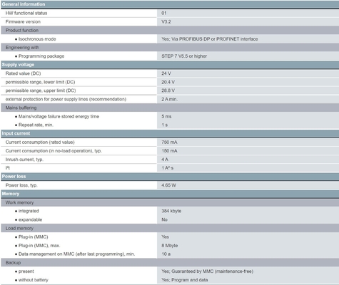 Uitstekend 6ES7315-2EH14-0AB0 SIMATIC S7-300 CPU 315-2PN/DP met 384KB werkgeheugen