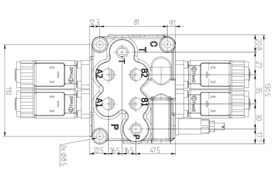 MB-3/2S-3160 /18ES3/28ES3/G-3/M3-12VDC Hydraulische stroomkraan richtingsklep selectie