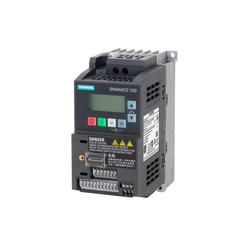 SIEMENS 6SL3210-5BB17-5UV1 SINAMICS V20 200-240V 1AC -10/ 10% 47-63Hz voor hoog vermogen