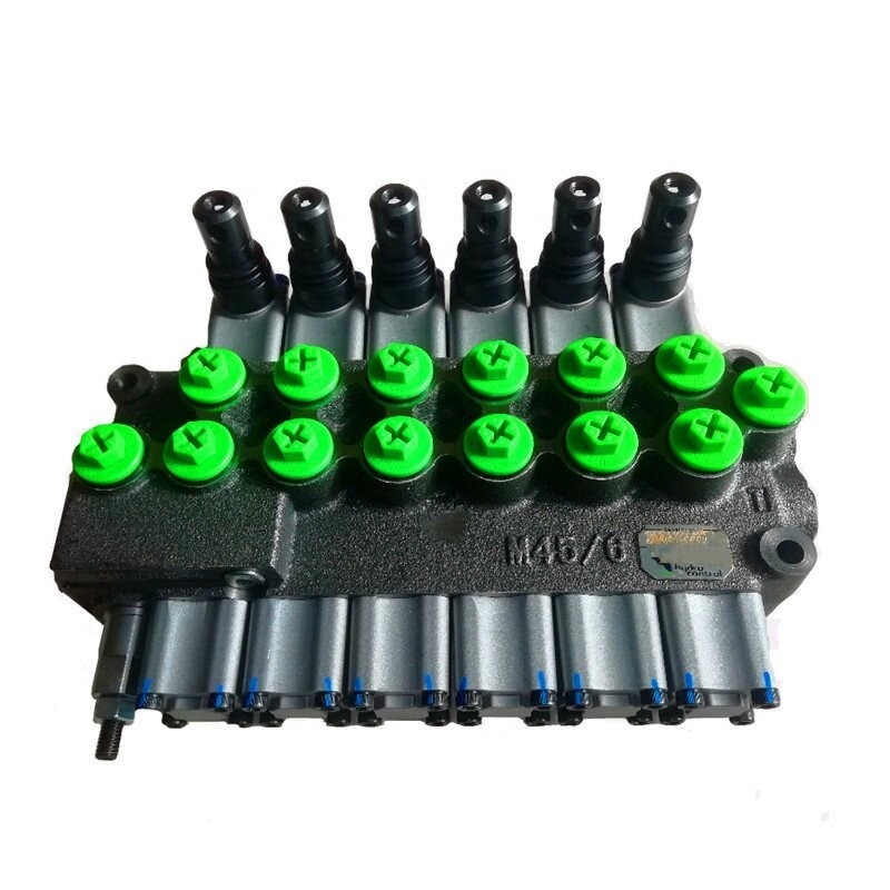 M45/6 Monoblok-hydraulische regelklep voor mobiele hydraulica 6 spoelen richtingsklep