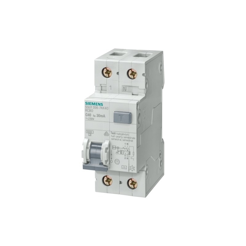 Siemens laagspanningsdistributiecircuitbreaker FI/LS AC 30MA 1 N-P C6 4.5KA5SU1353-1KK06