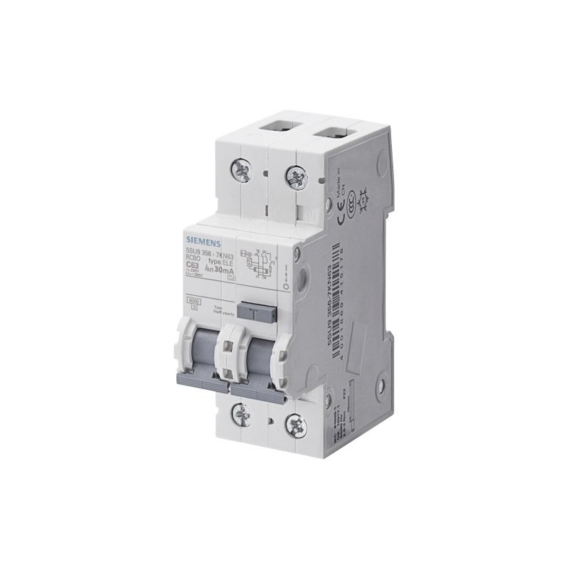 Siemens laagspanningsstroomdistributie LS/DI Schakelaar 5SU9356-1KK16 RCBO AC 30MA 1 N C16 6KA