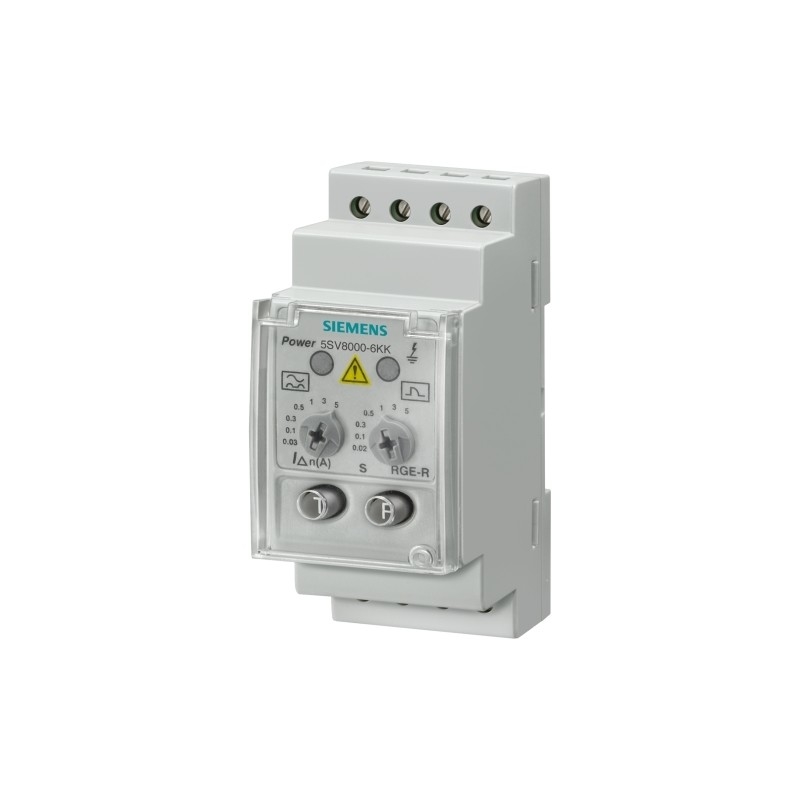5SV8000-6KK Differentiële stroombewakingsinrichting analoog type A IDN 0,03A 5A 0,02 5 Sec