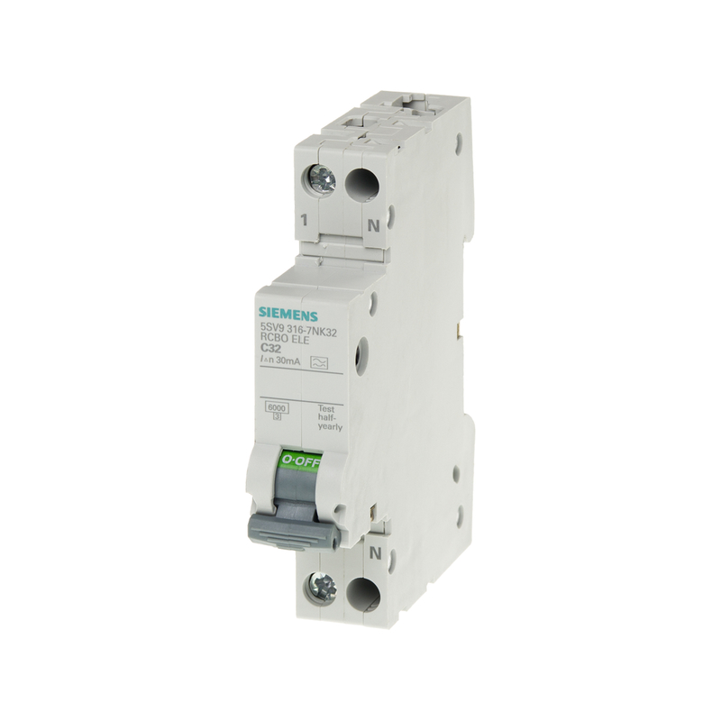 Compacte reststroombeschermingscircuitbreaker 1P N type AC 30 mA 5SV9313-1CN25 voor Siemens