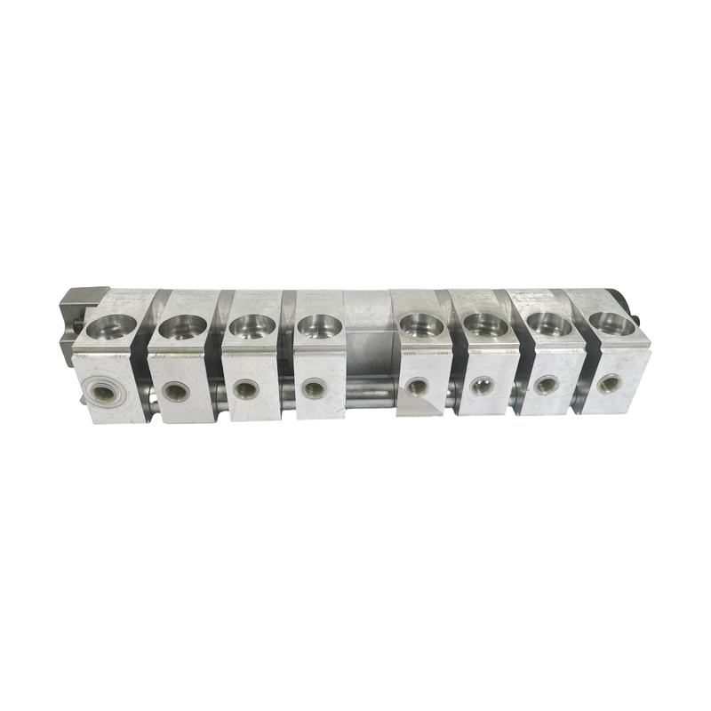 8-richtings hydraulische stroomafdeling met 8-druk 3-richtings kogelkleppen en manifoldblok